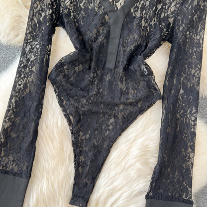Designer Black Lace Jumpsuit & Trousers Set