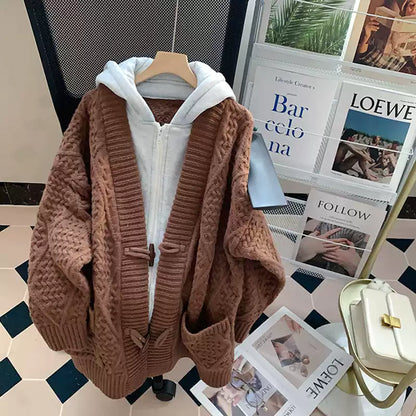 Faux Two-pieces Patchwork Zipped Cardigan