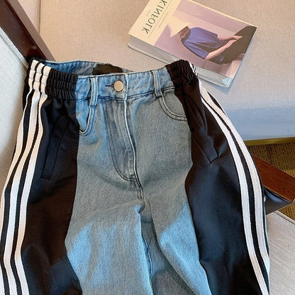Casual Blue Patchwork Jeans