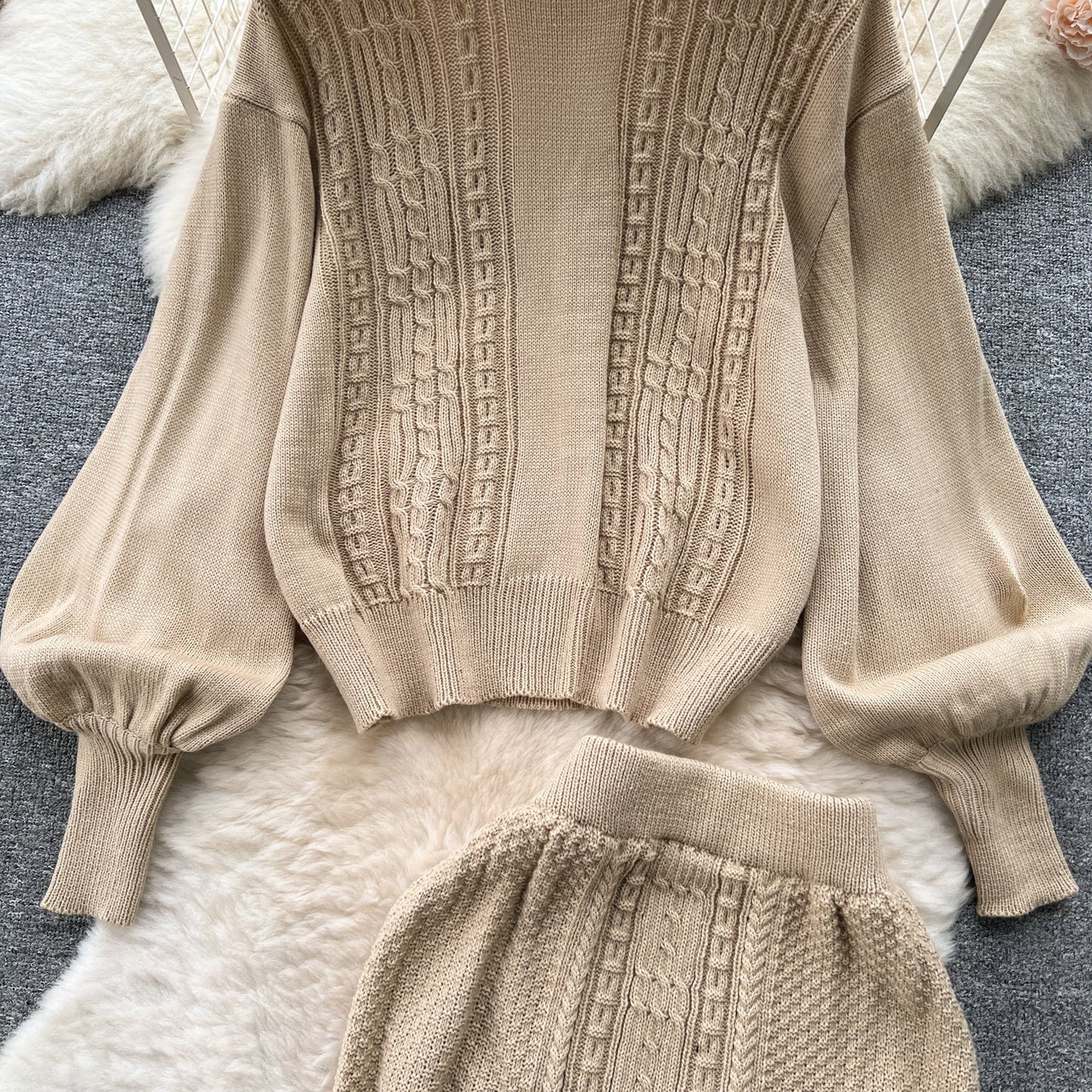 Ensemble torsadé 2 pièces pull et jupe sirène
