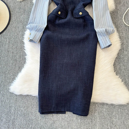 Stripe Dress & Structured Blazer Matching Set