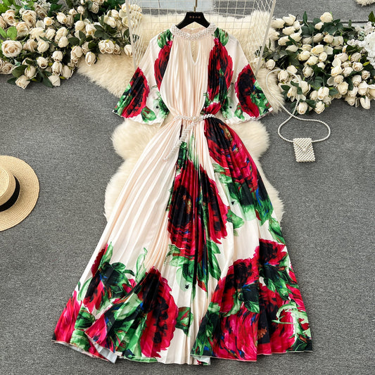 Elegant Floral Embroidered Beaded Dress