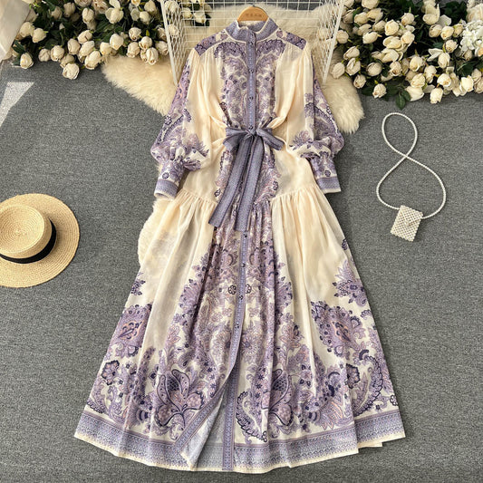 Courtly Floral Printed Chiffon Dress