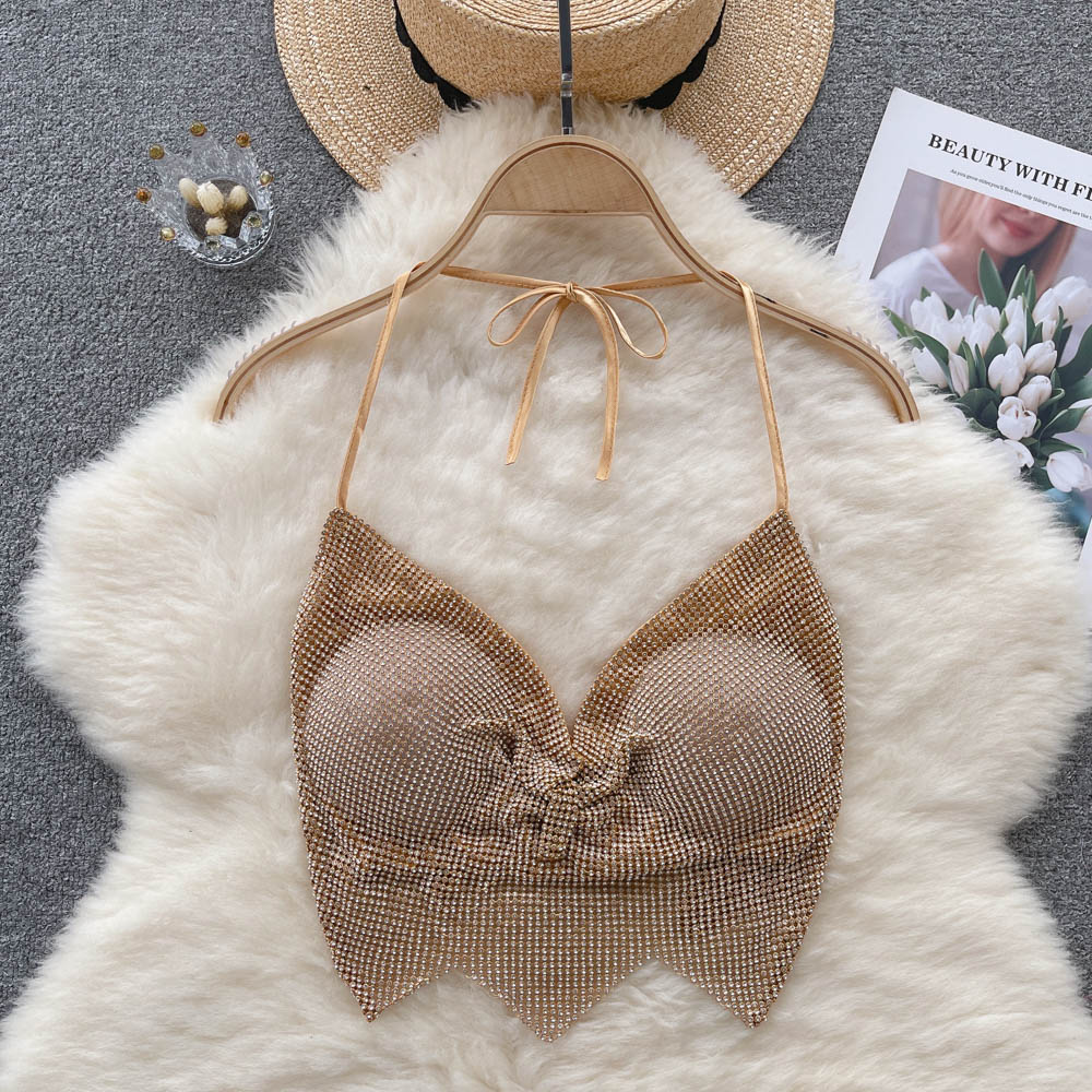 Party Diamond-encrusted Halterneck Camisole