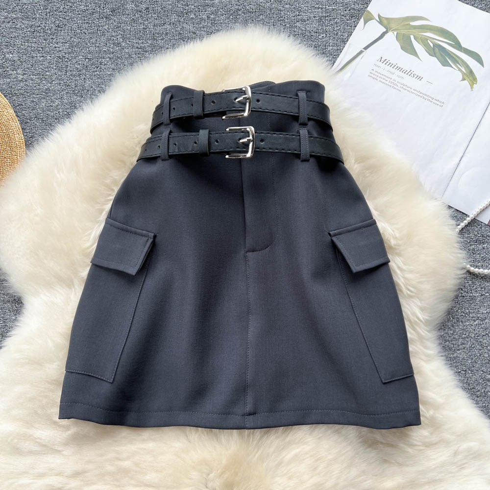 Double Strap Tailored Pencil Skirt Suit