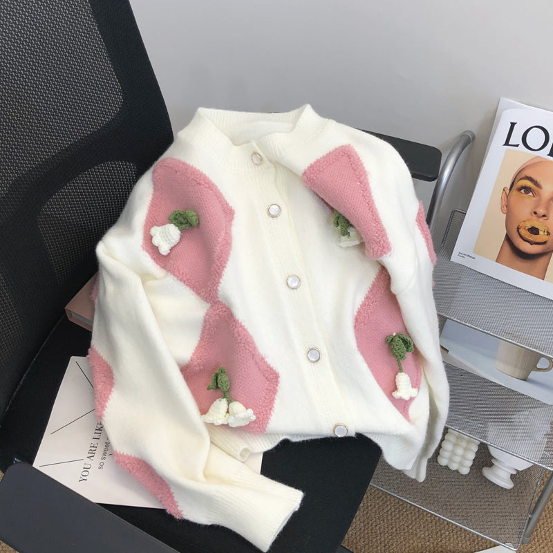 Floral Decorated Handcrafted Cardigan