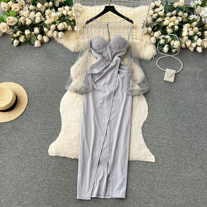 Stella Sequin-Embellished Mesh Maxi Dress
