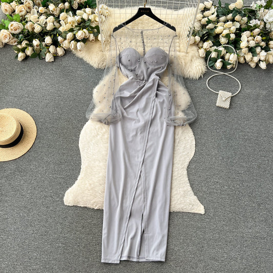 Stella Sequin-Embellished Mesh Maxi Dress
