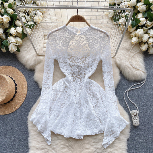 Wisteria Lace Bell-Sleeve Dress