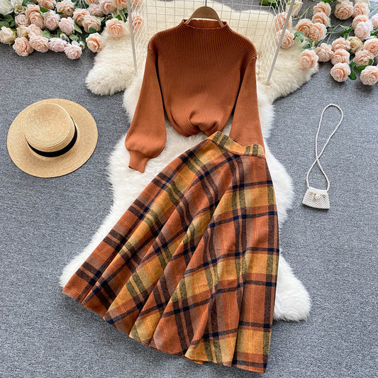 Women's Knit Sweater & Midi Skirt Set – Elegant 2-Piece Outfit
