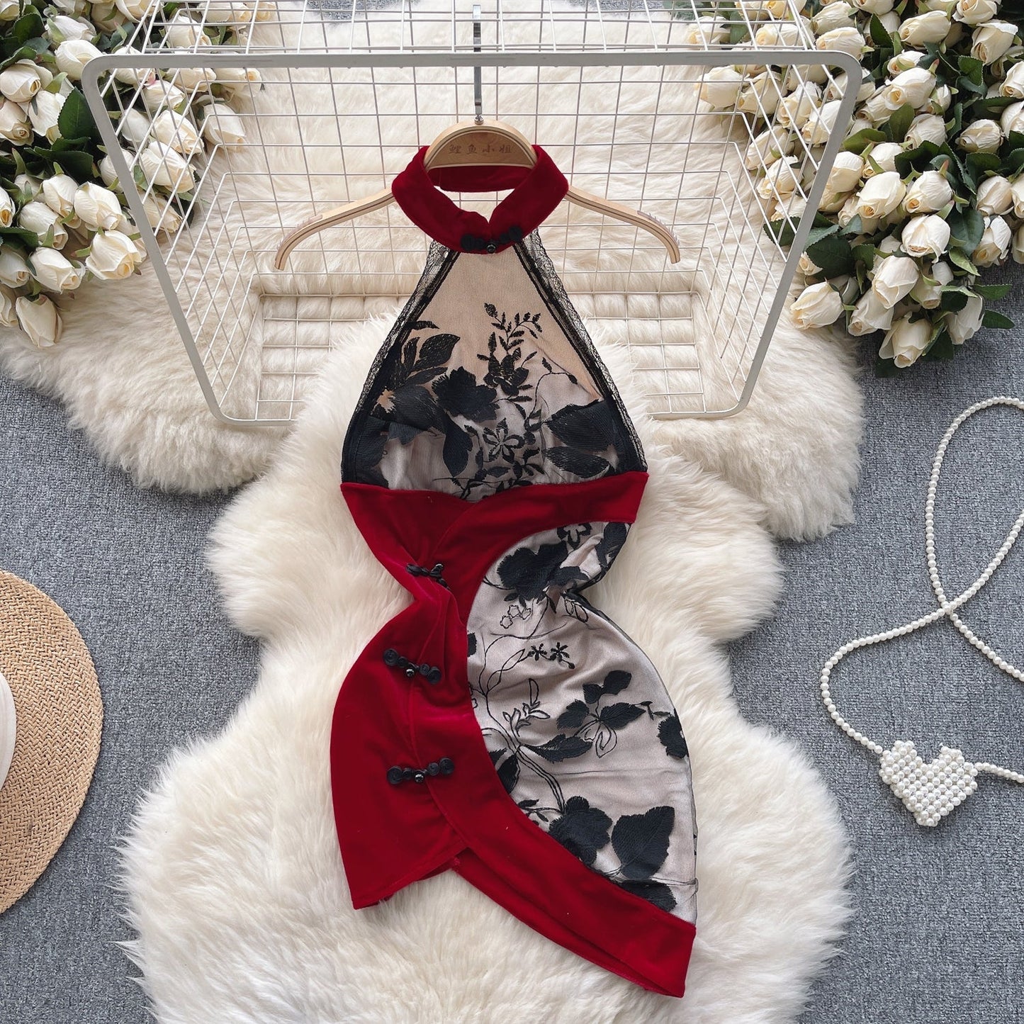 Vintage Inspired Floral Cheongsam Dress