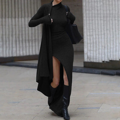 Aria Asymmetric Draped Knit Dress