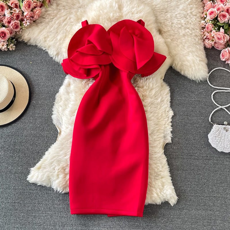 Ruffled Off-the-shoulder Bag Hip Dress