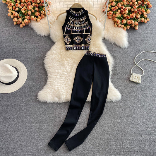 Tailored Sleeveless Vest & High-Waisted Stretch Trousers Set