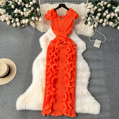 Designer 3D Ruffled Cocktail Dress