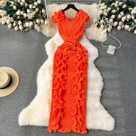 Designer 3D Ruffled Cocktail Dress