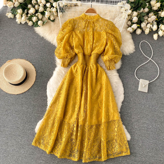 Women's Puff Sleeve French Style Dress