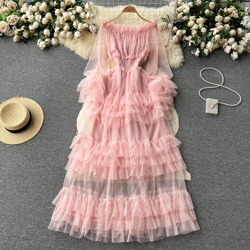 Ruffled Tulle Maxi Dress