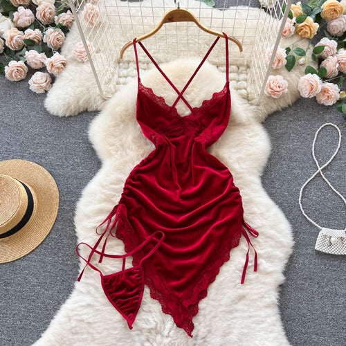 Velvet Whisper Lace Slip Dress