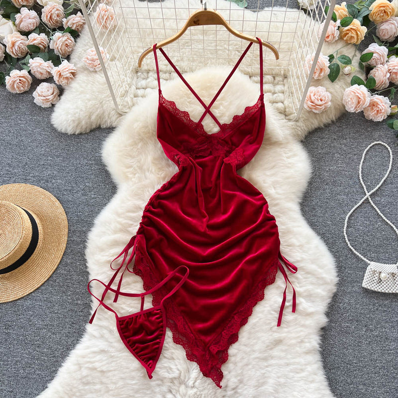 Velvet Whisper Lace Slip Dress