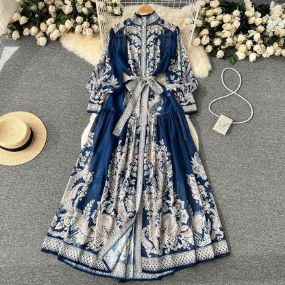 Courtly Floral Printed Chiffon Dress