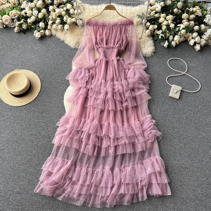 Ruffled Tulle Maxi Dress