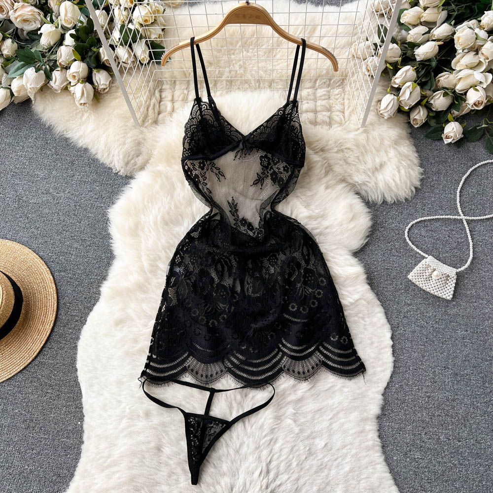 Lace Embroidered Hollowed Slip Dress