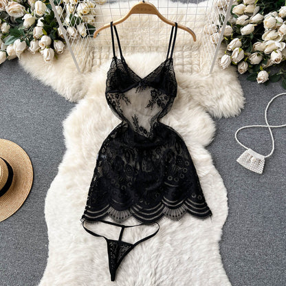 Lace Embroidered Hollowed Slip Dress