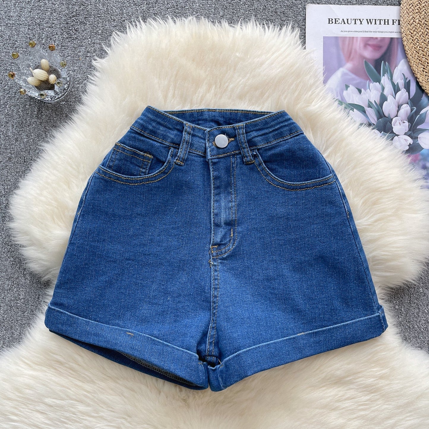 Vintage Raw-Hem High-Waist Shorts