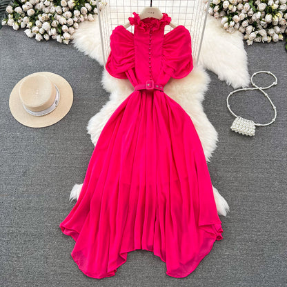 Elegant A-Line Ruffled Maxi Dress