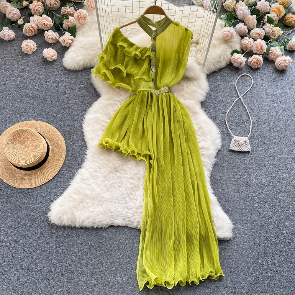 Women's Ruffled Hem Asymmetrical Dress