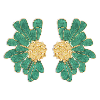 Vintage Alloy Flower Stud Earrings