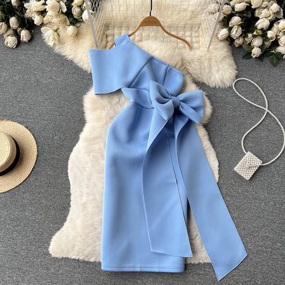Bow One-shoulder Cocktail & Party Dress