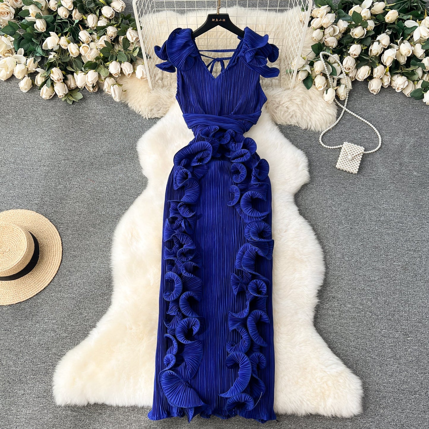 Designer 3D Ruffled Cocktail Dress