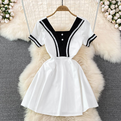 Korean Style Navy Collar Dress