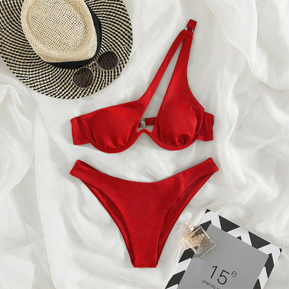 One-shoulder Split Bikini