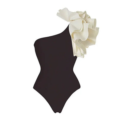 Color Blocking Layered One-piece Swimwear&Skirt