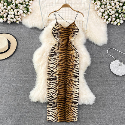 Animal Magnetism Backless Slinky Dress