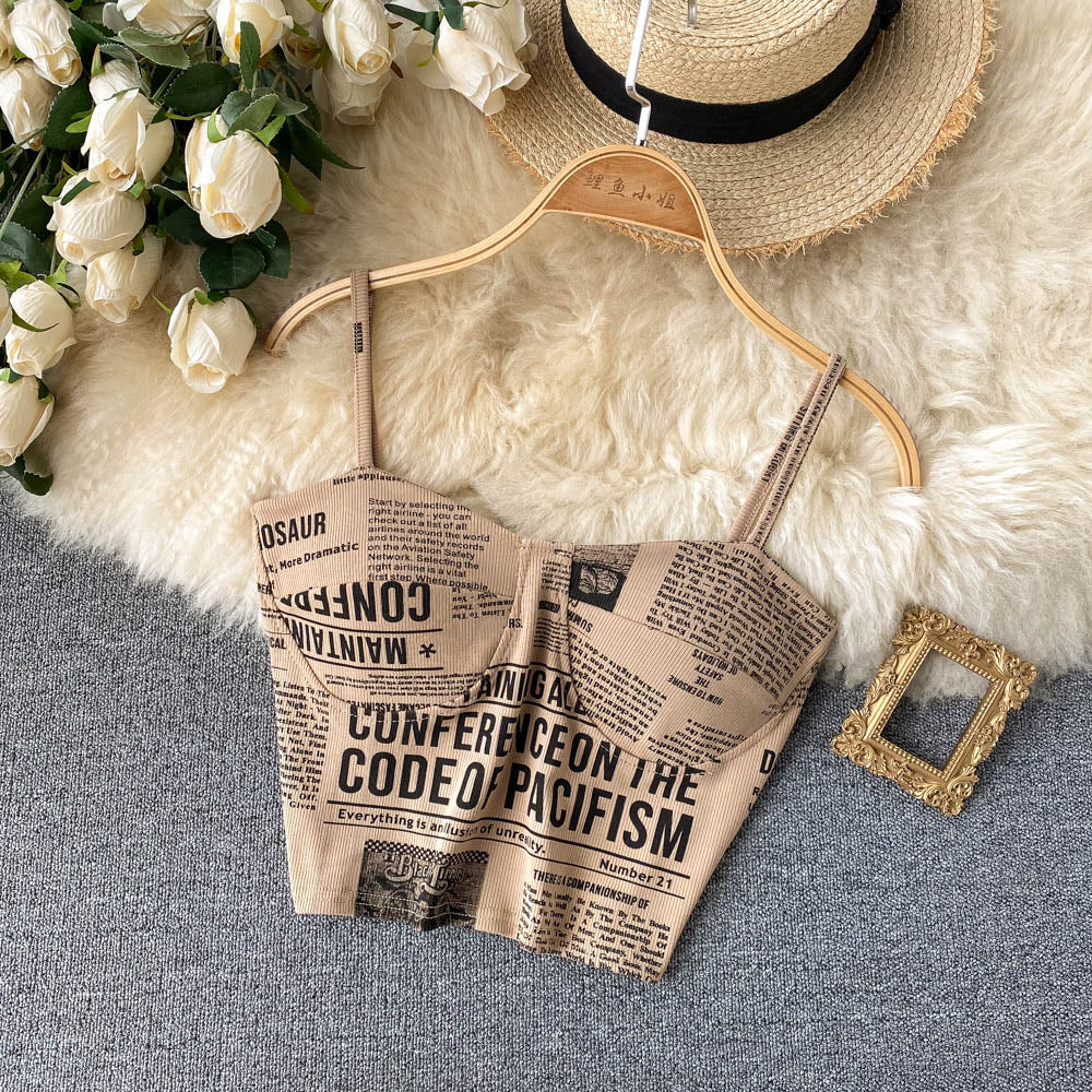 Newspaper Print Camisole