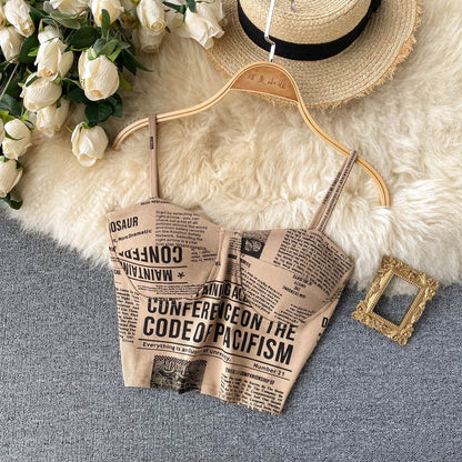 Newspaper Print Camisole