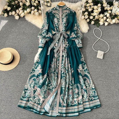 Courtly Floral Printed Chiffon Dress