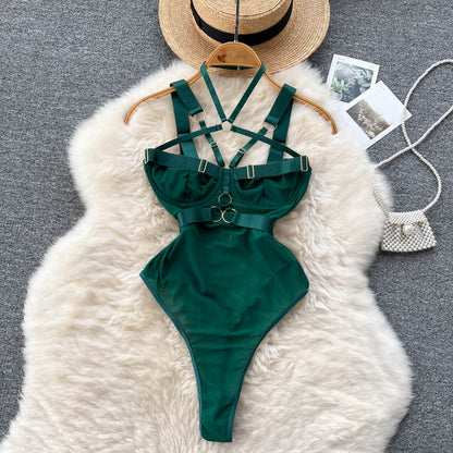Sexy Lace-Up Mesh Bodysuit