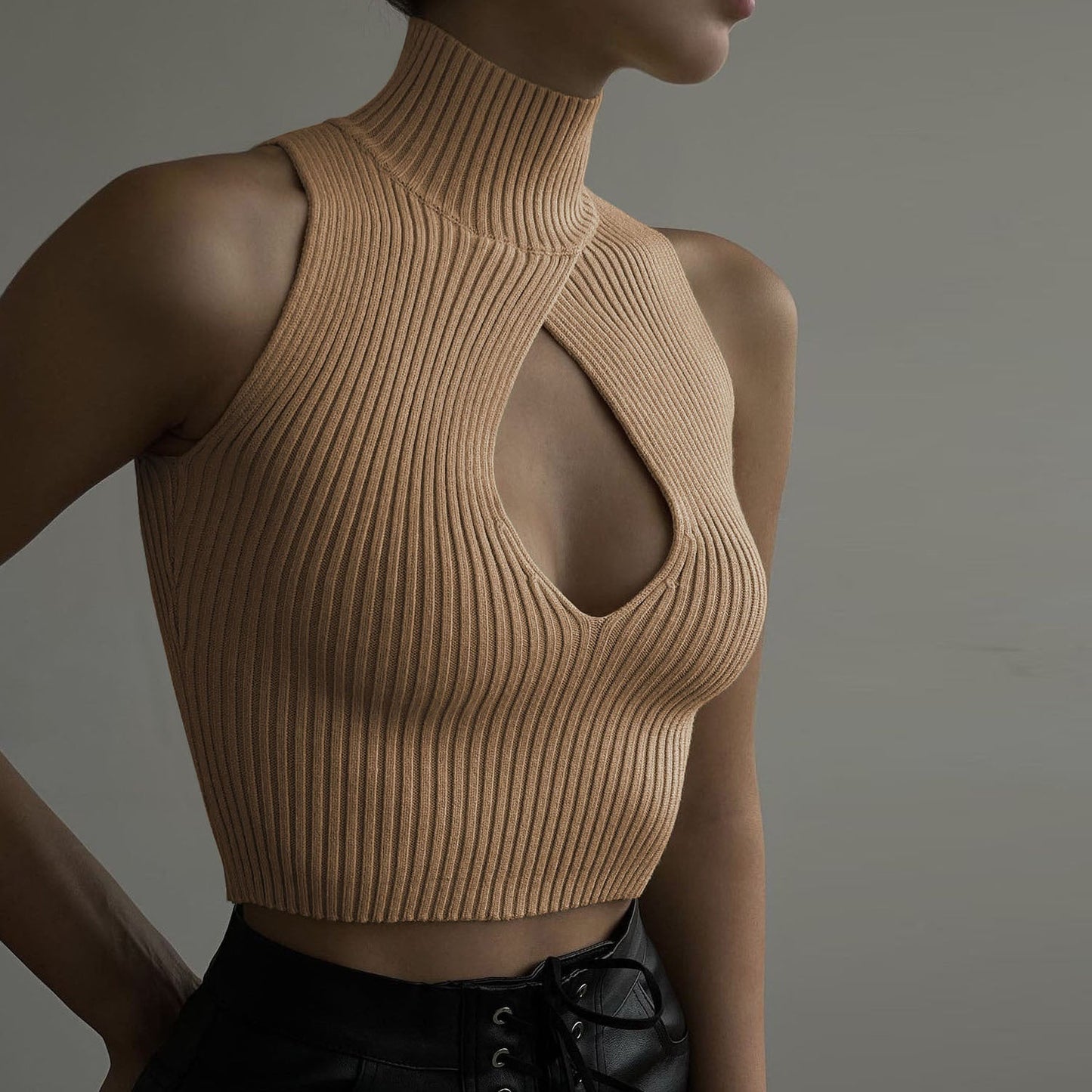 Women's Turtleneck Cut-Out Sweater