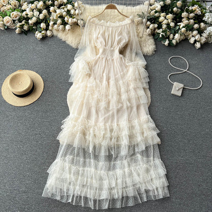 Ruffled Tulle Maxi Dress