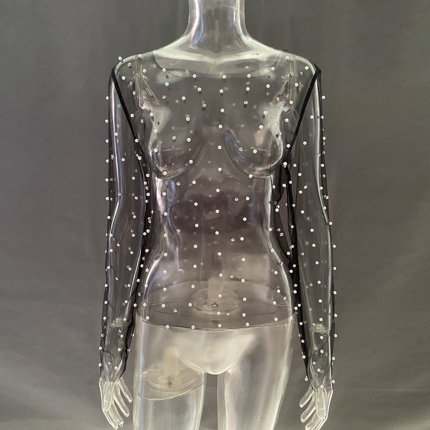 Beaded See-through Mesh Top