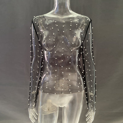 Beaded See-through Mesh Top
