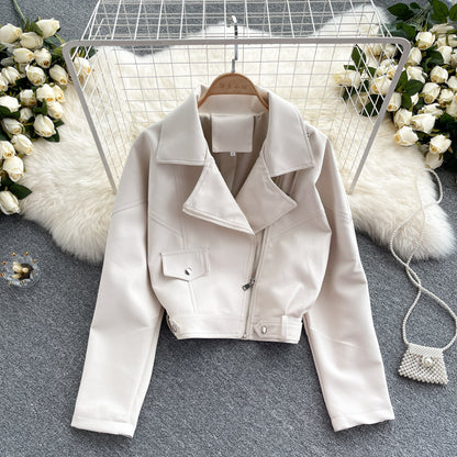 Vintage Short Pu Leather Jacket