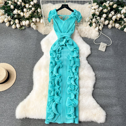 Designer 3D Ruffled Cocktail Dress