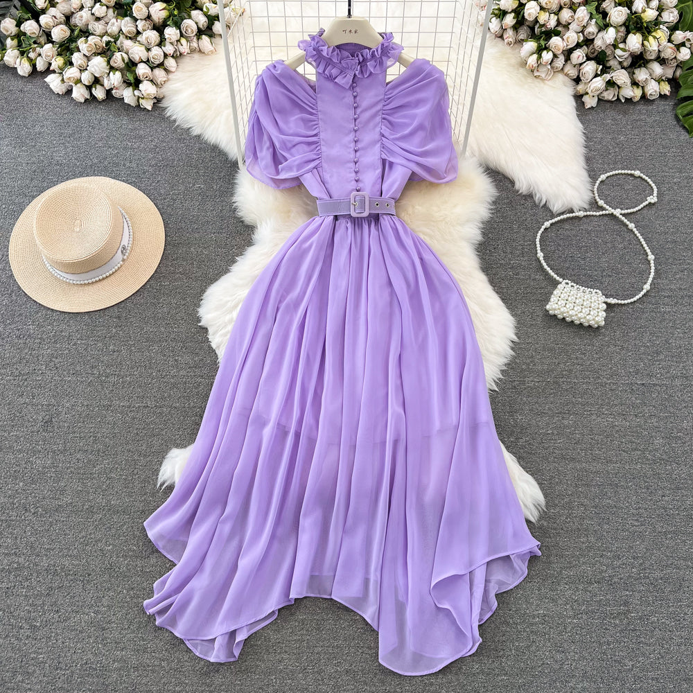 Elegant A-Line Ruffled Maxi Dress