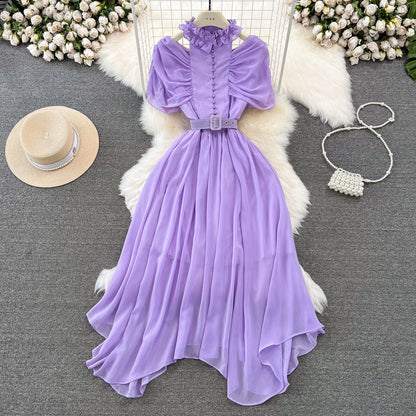 Elegant A-Line Ruffled Maxi Dress
